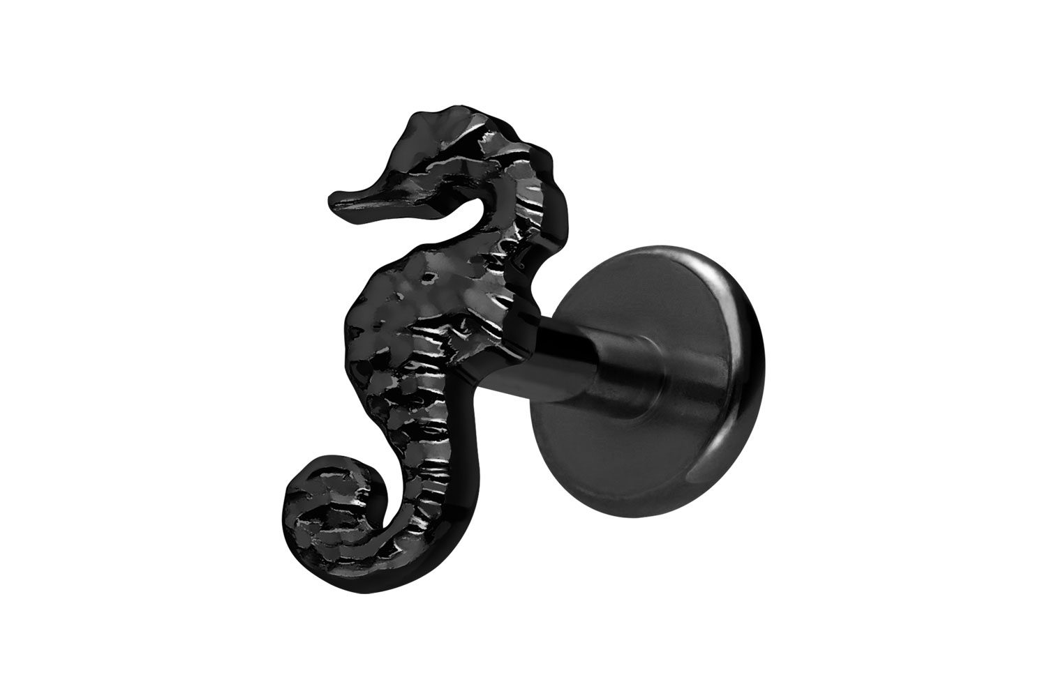 Titan Labret Piercing mit Innengewinde SEEPFERDCHEN